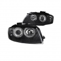 Μπροστινά Φανάρια Set Για Audi A3 8P 03-08 Angel Eyes Μαύρα H7/H7 Με Μοτέρ Depo - Headlights - Xenon - Bulbs